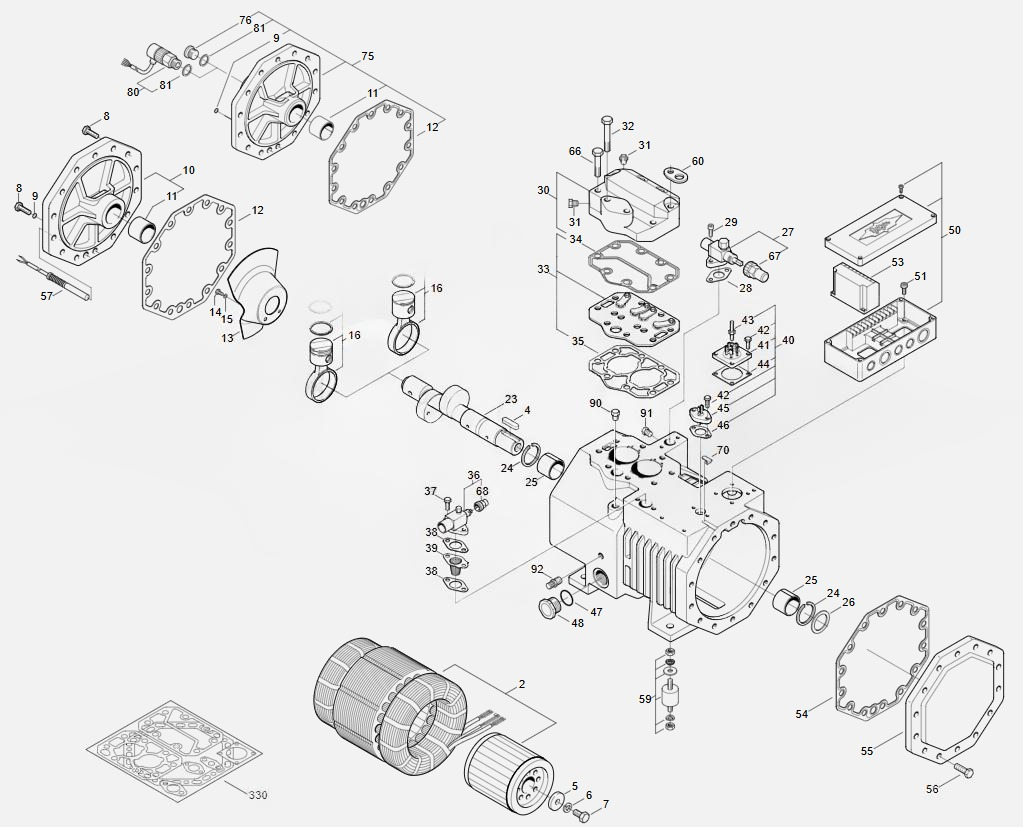 Схема компрессора Bitzer 2DES Схема компрессора Bitzer 2DES